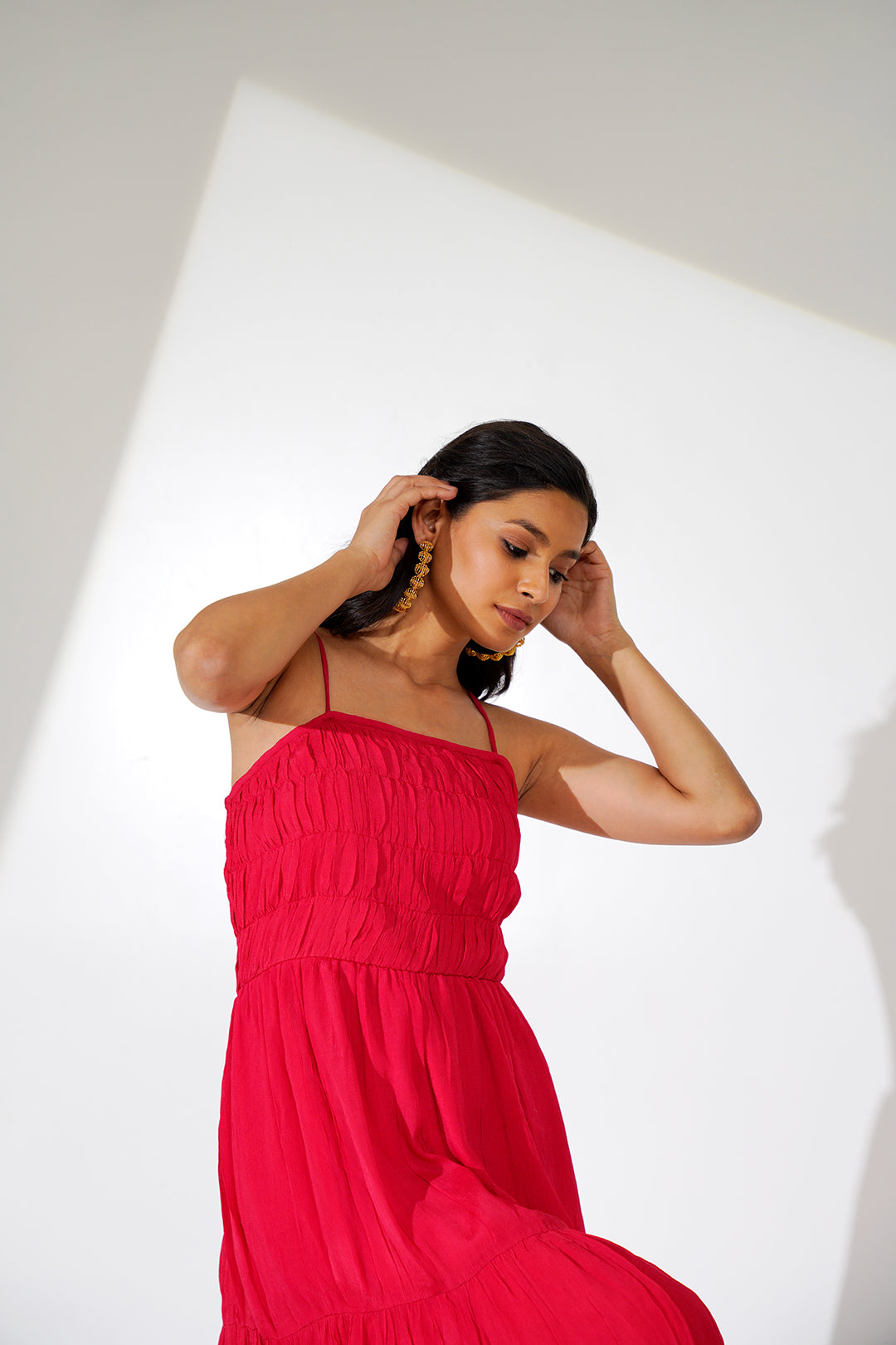 Saveri Smoked Red Dress