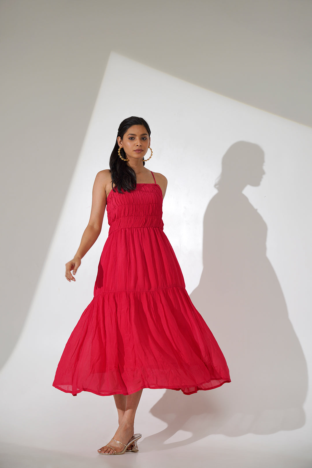 Saveri Smoked Red Dress