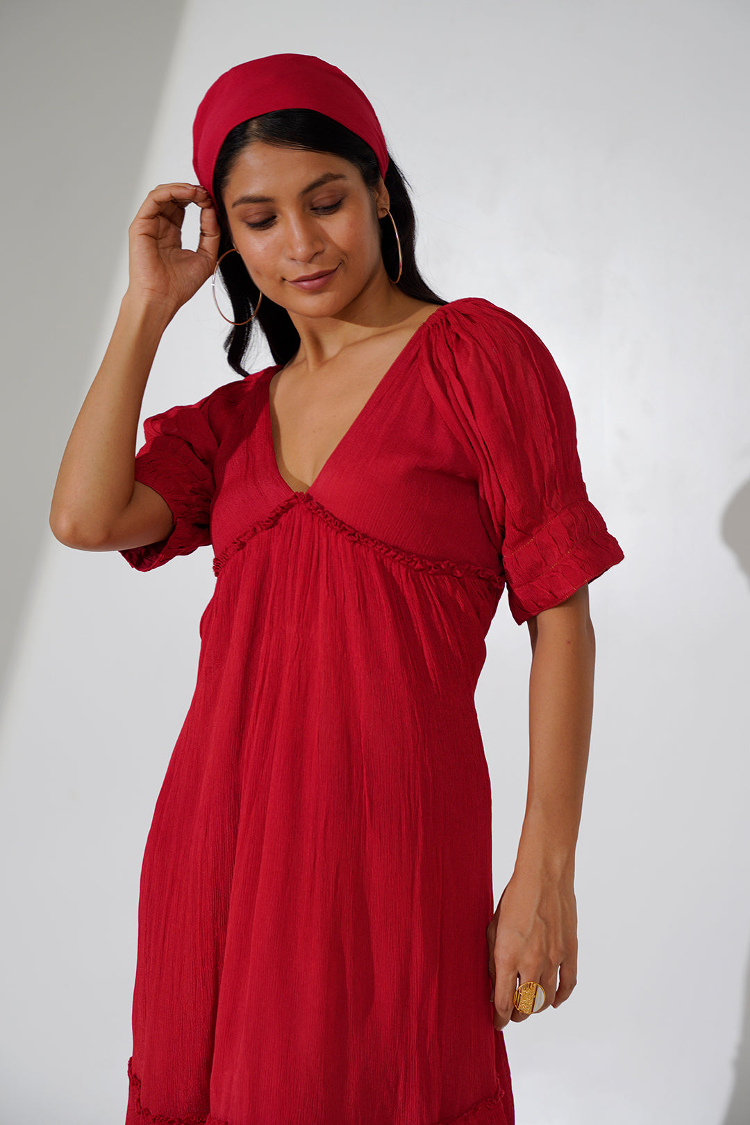 Red Ruffle Dress for Women – Flowy & Elegant Style IndyRaaga