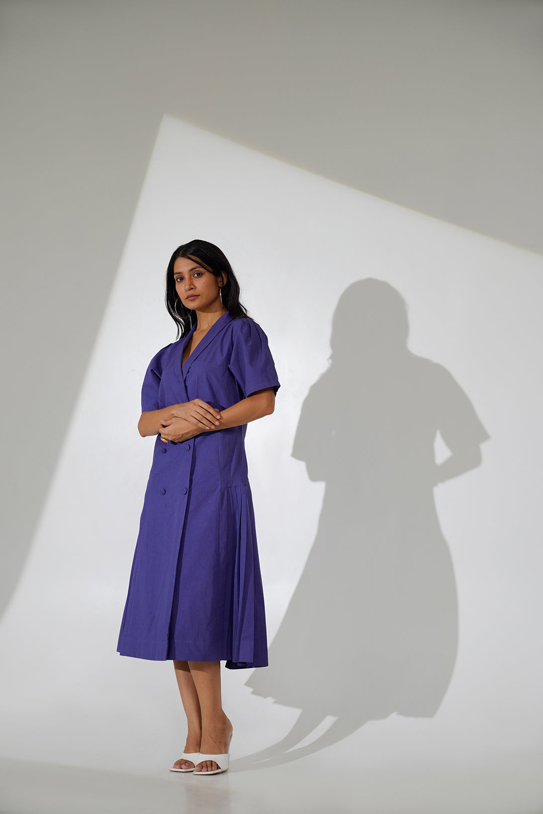 Marya Collared Cotton Midi Dress