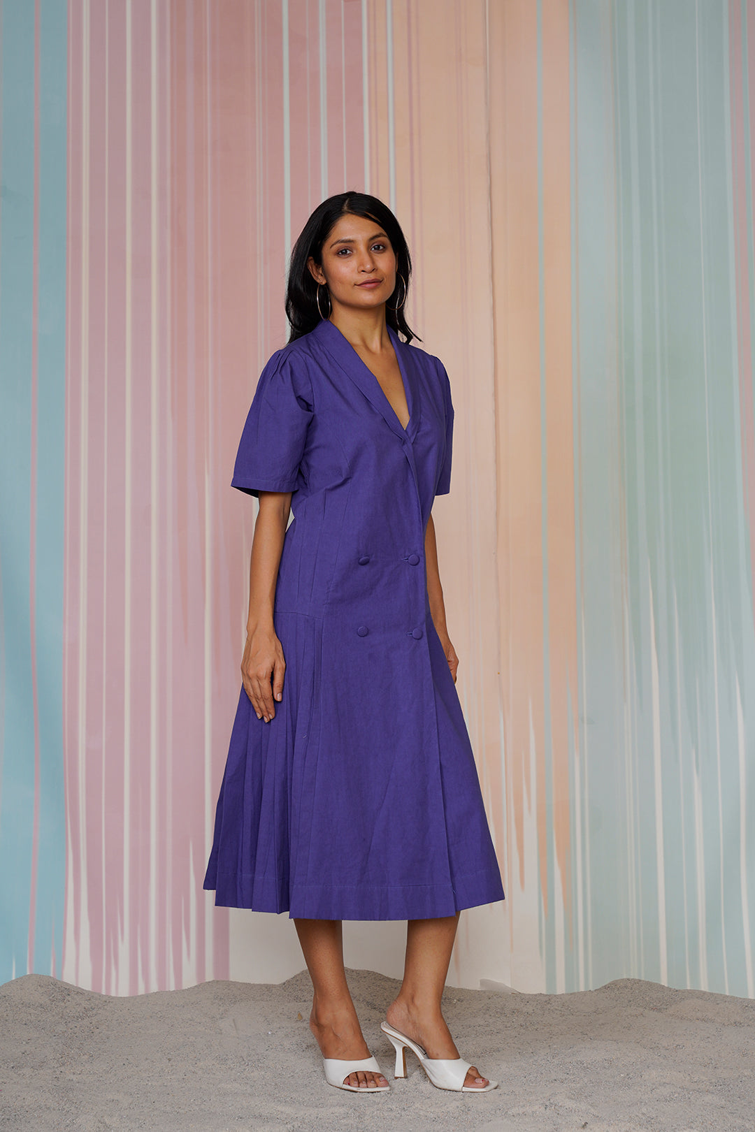 Marya Collared Cotton Midi Dress