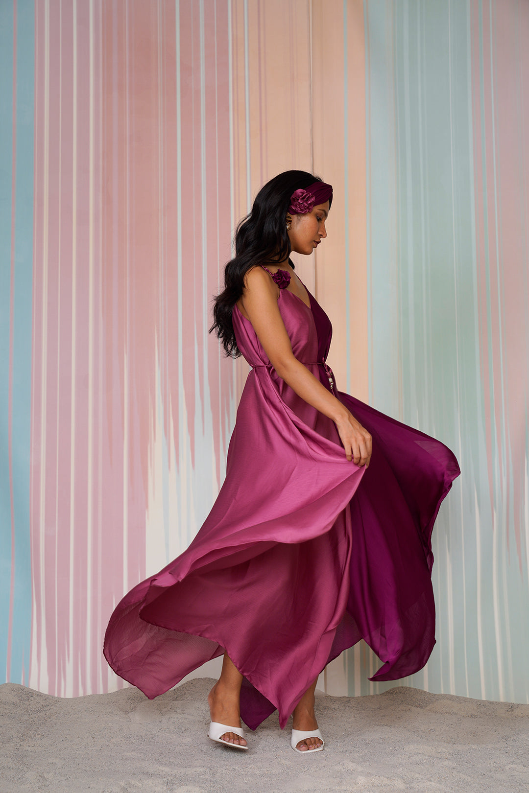 Manjari Asymmetrical Hand made flower Dress