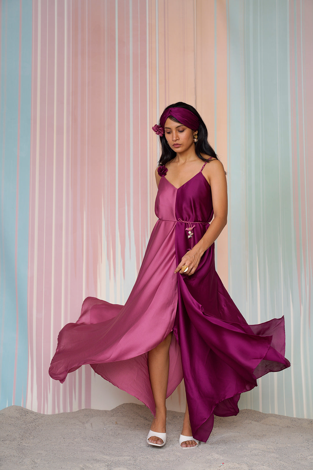 Manjari Asymmetrical Hand made flower Dress