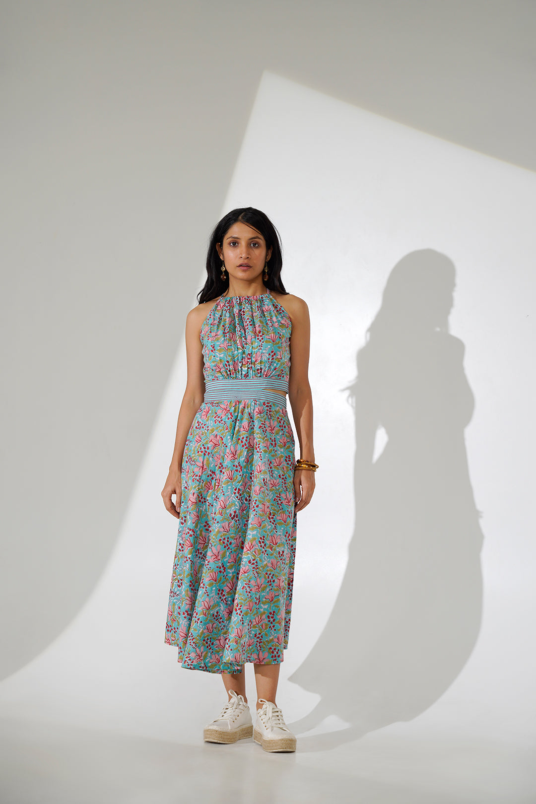 Dyuti Waist Cinched Hand Print Dress