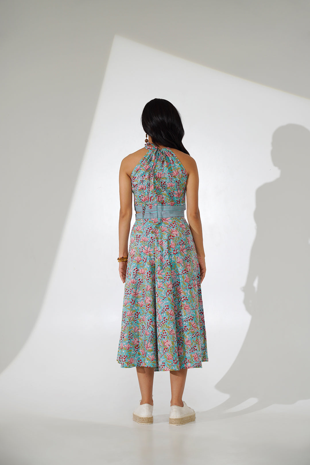 Dyuti Waist Cinched Hand Print Dress