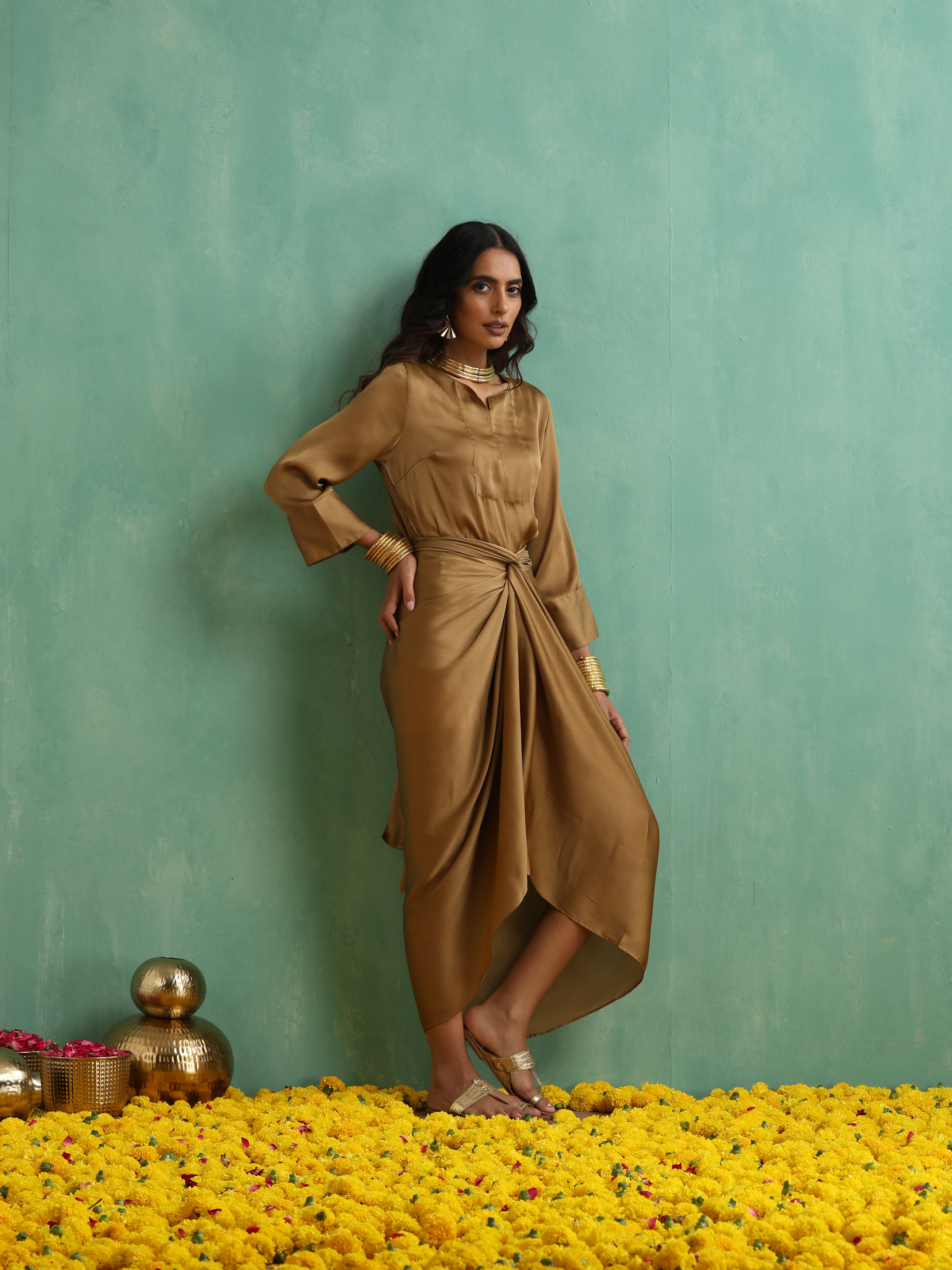 Honey Gold Dhoti Kurti Top