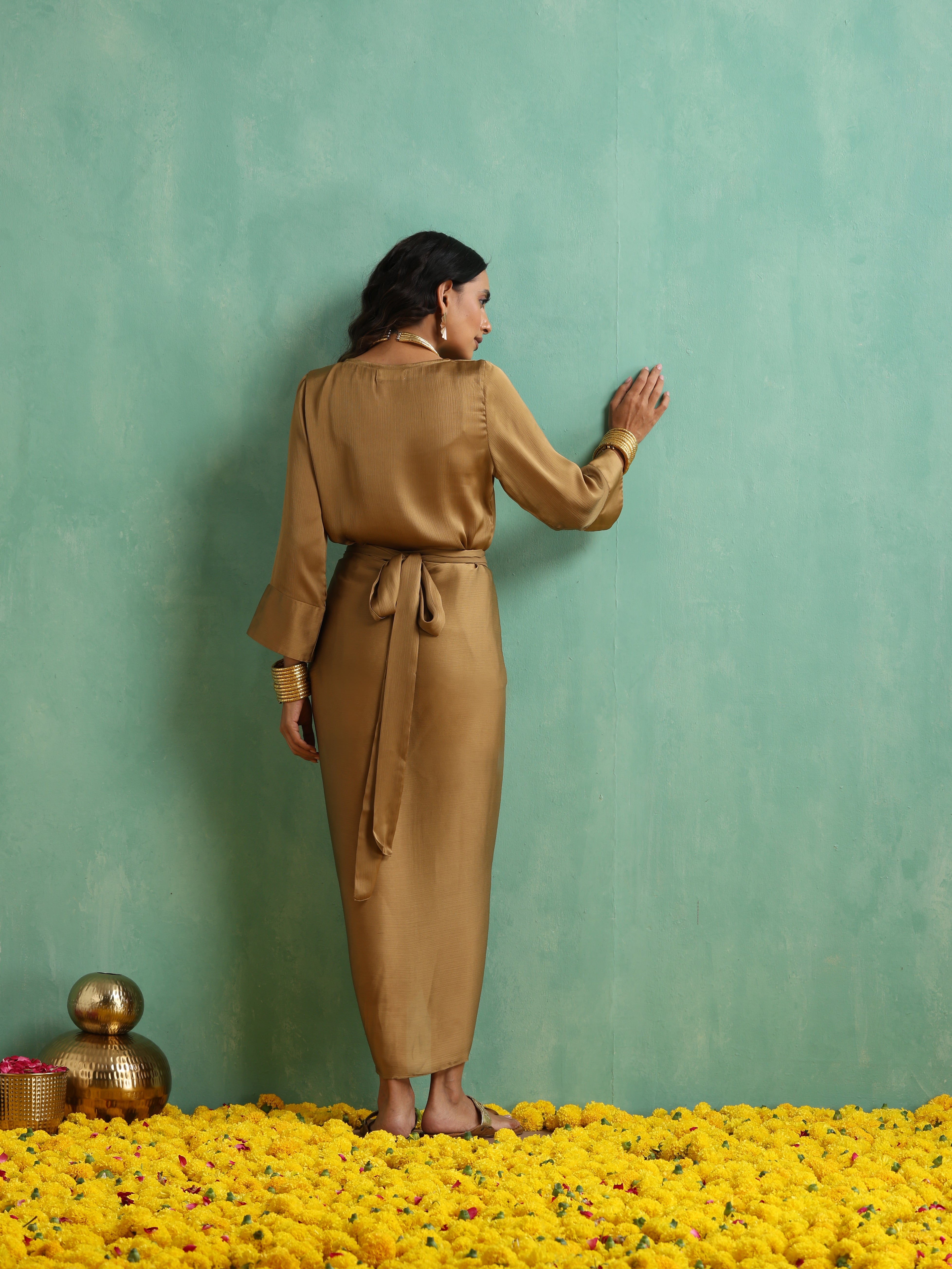 Honey Gold Dhoti Kurti Top