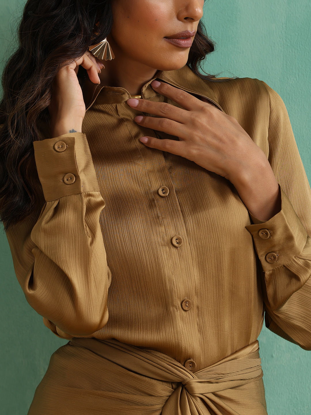 Honey Gold Shirt With Wrap Skirt