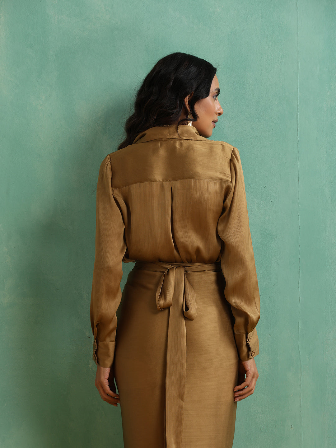 Honey Gold Shirt With Wrap Skirt