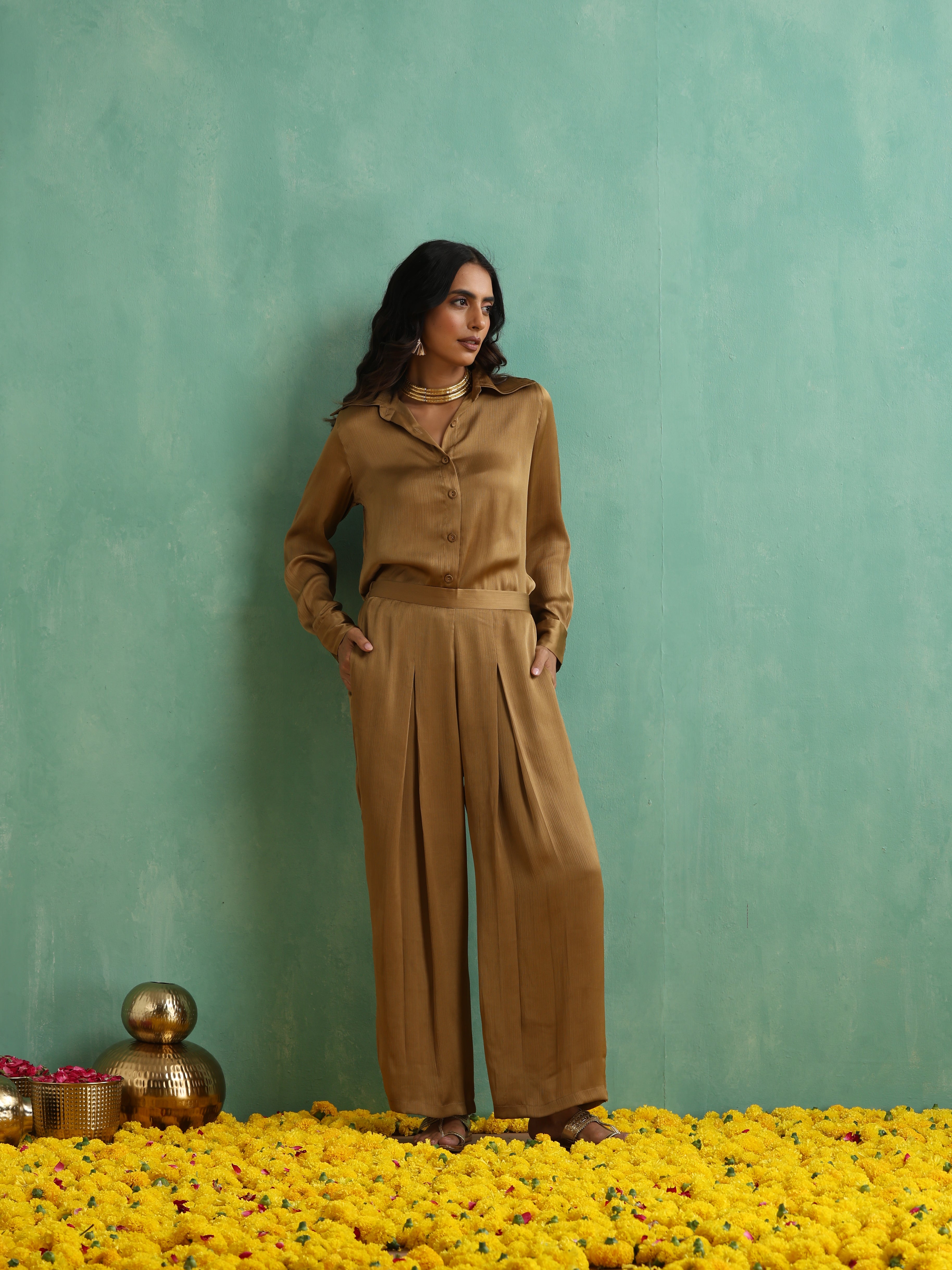 Honey Gold Shirt Co-ord Set