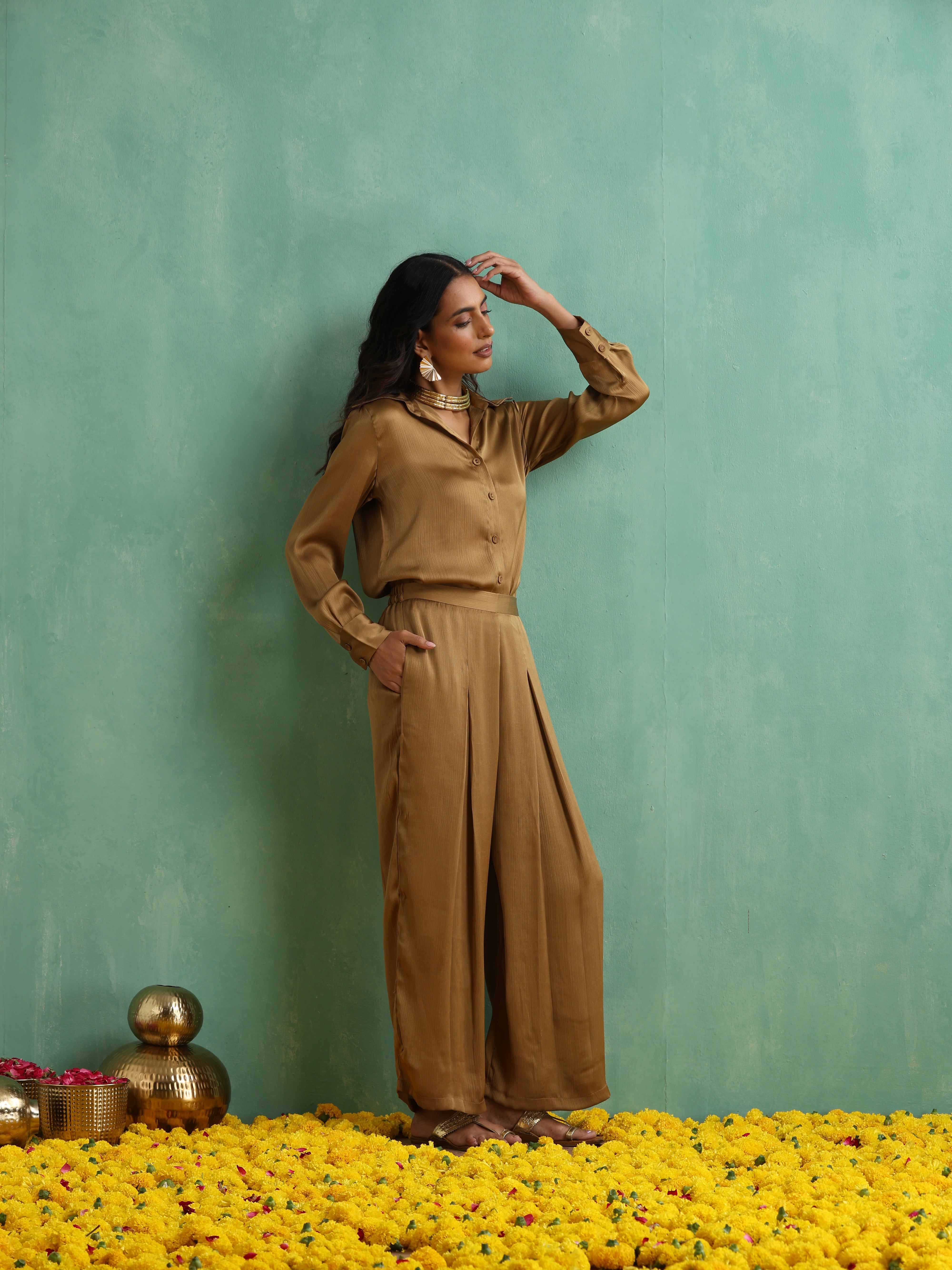 Honey Gold Shirt Co-ord Set