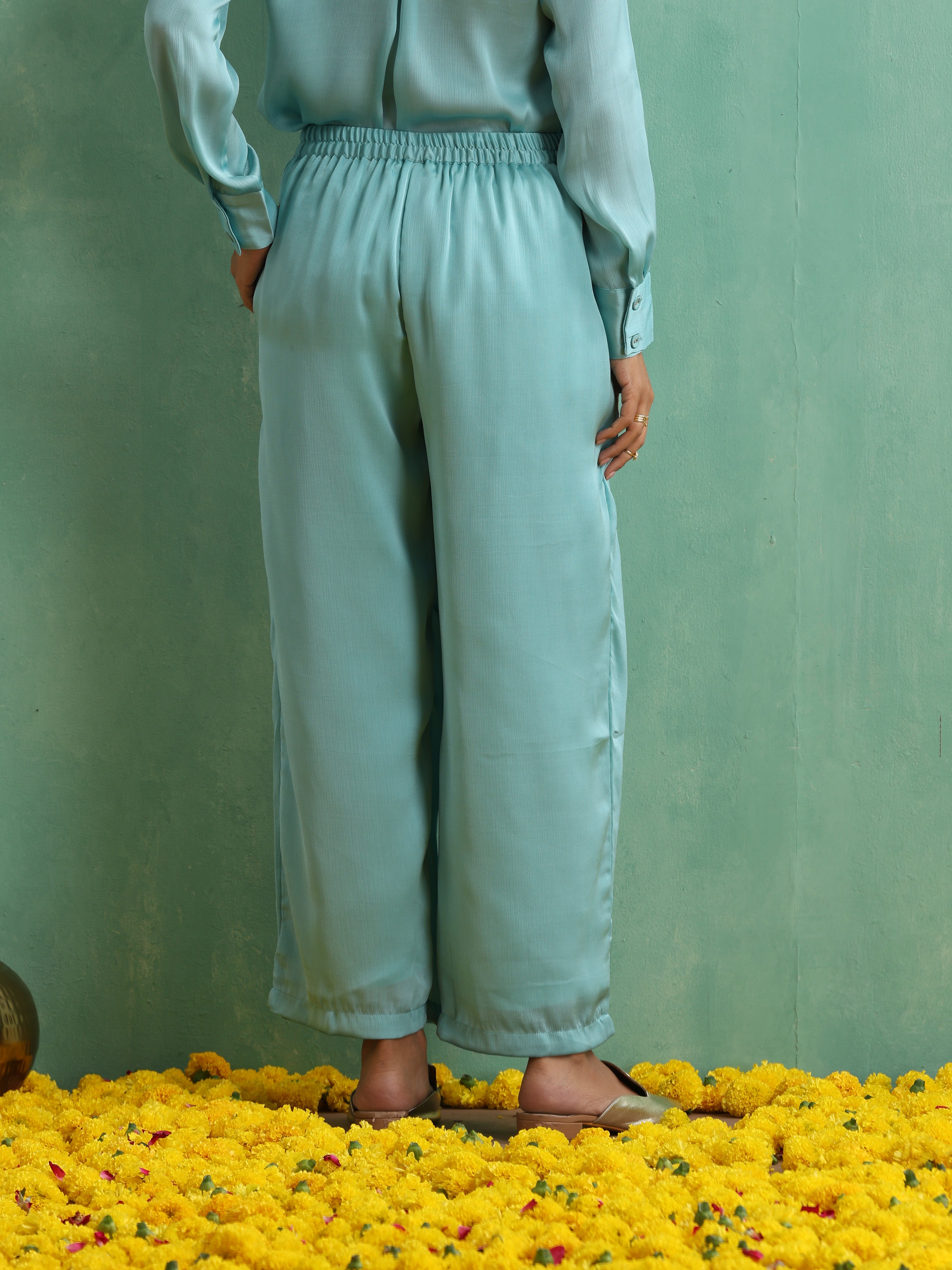 Turquoise Shirt Co-ord Set