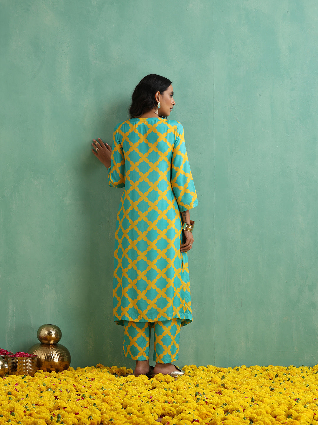 Check Print Muslin woman Kurta Set