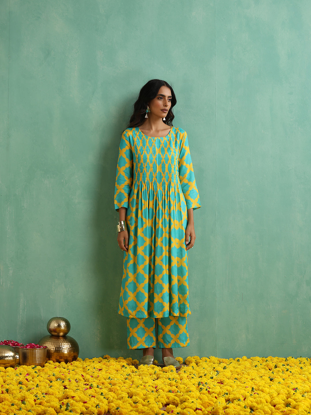 Check Print Muslin woman Kurta Set