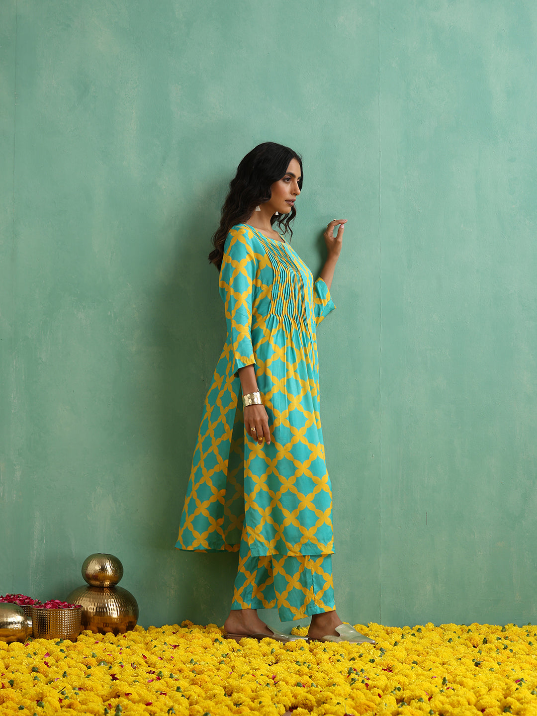 Check Print Muslin woman Kurta Set