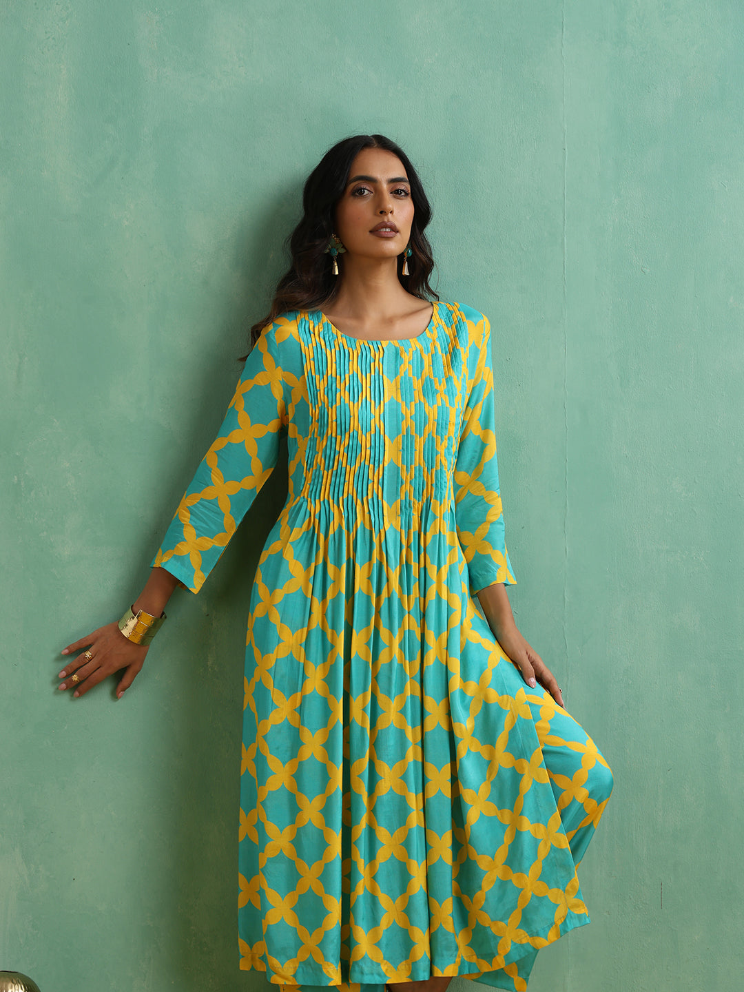 Check Print Muslin woman Kurta Set