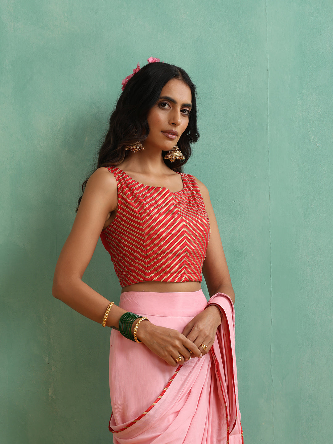 Red Gotta Patti Work Blouse