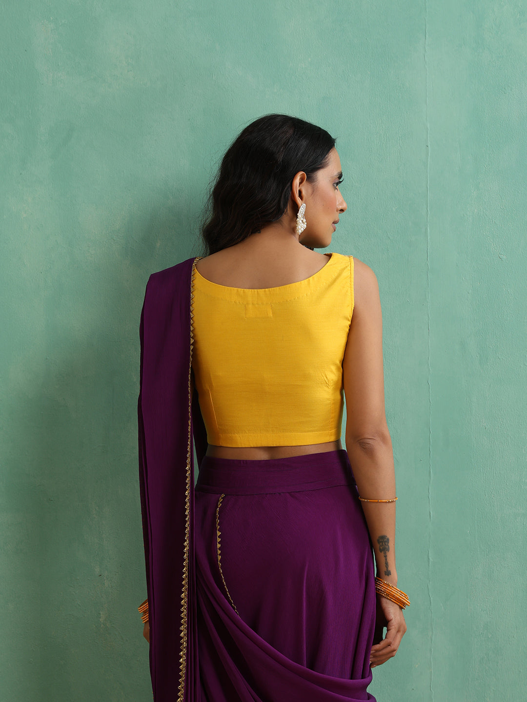 Yellow Antique Gotta Patti Work Blouse