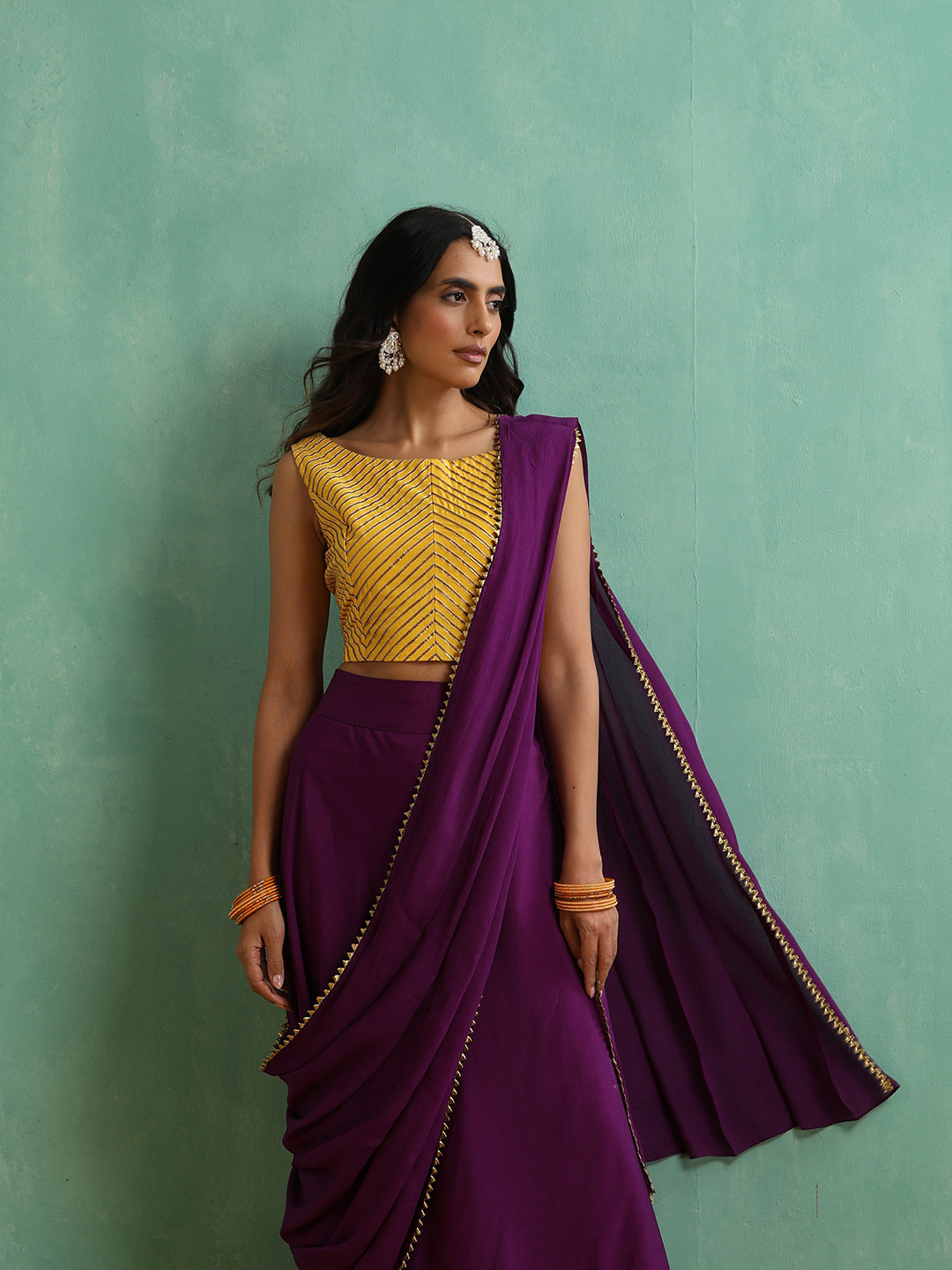 Yellow Antique Gotta Patti Work Blouse