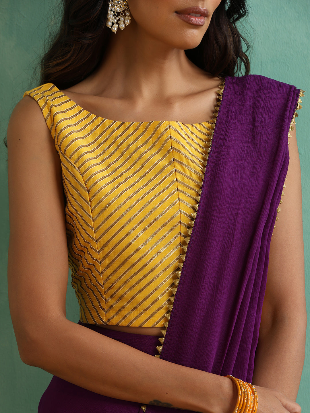 Yellow Antique Gotta Patti Work Blouse