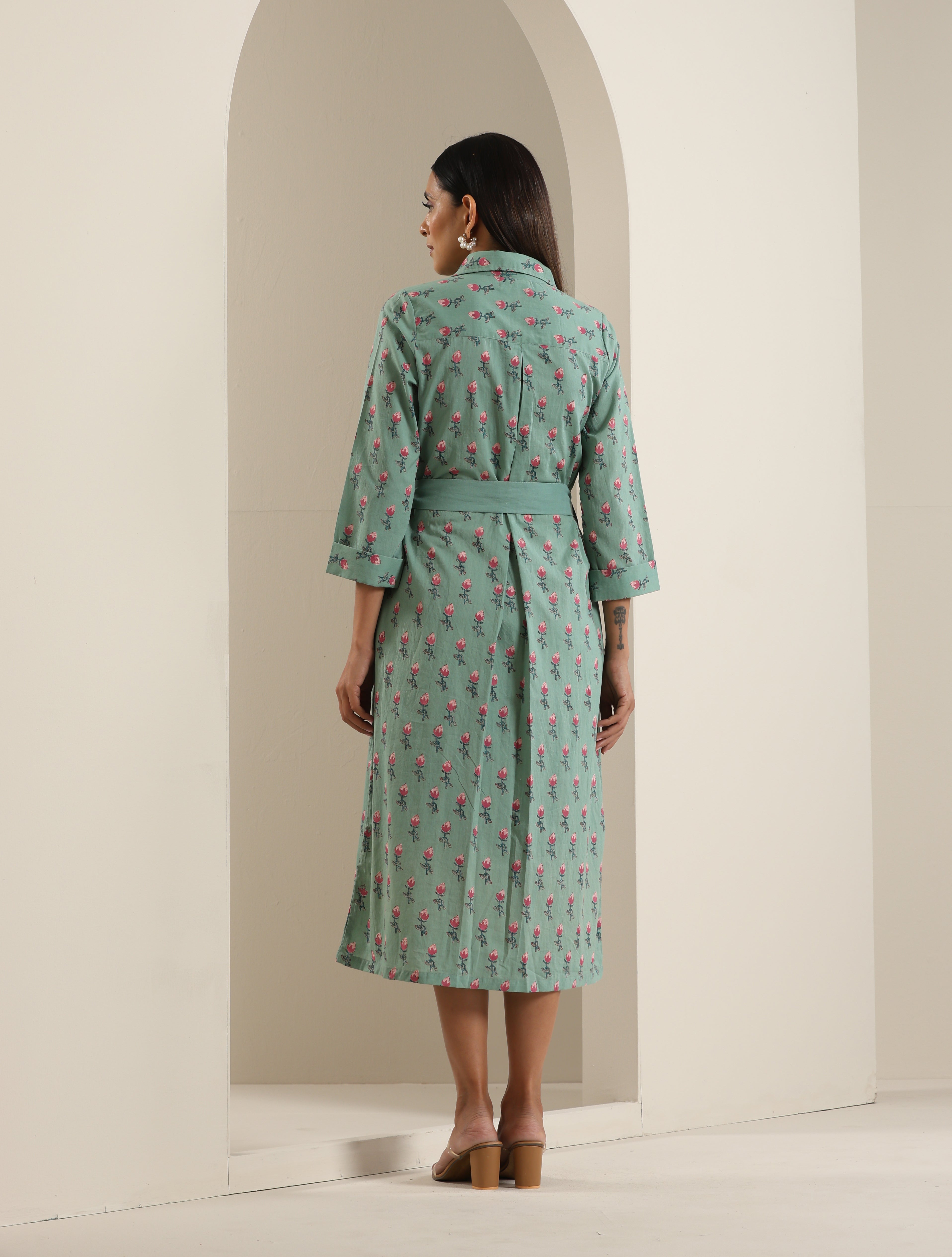 Print Cotton Collar Dress