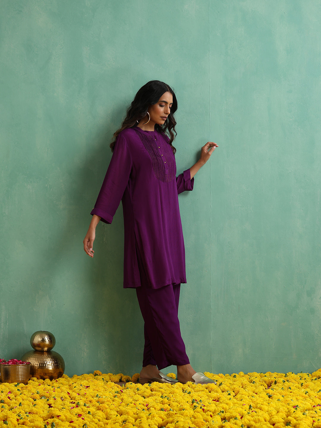  embroidered short kurti set